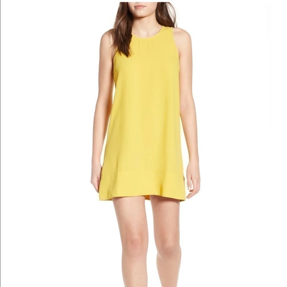 LEITH Lemon Yellow Racer Back Shift Dress, Size XS